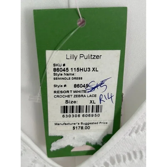 Lilly Pulitzer Seminole Dress XL Resort White Crochet Zebra Lace Cover Up - Picture 3 of 6